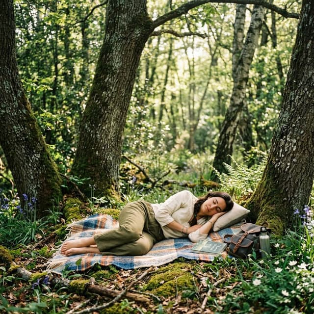 Respira la Paz del Campo Mientras Descansas Bajo los Árboles del Bosque