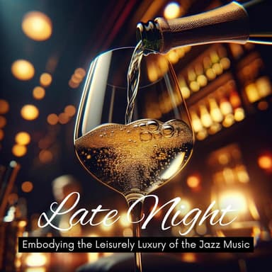 Late Night: Enjoying a Fine Glass of Champagne or Wine, Embodying the Leisurely Luxury of the Jazz Music