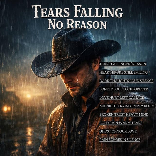 Lone cowboy in the rain