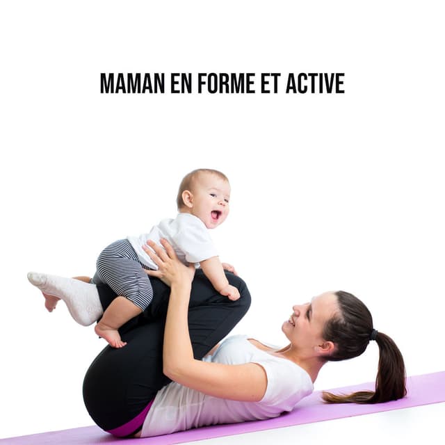Maman en forme et active. Musique d'exercice. Pilates, Yoga, Étirements. La nature sonne en arrière – plan