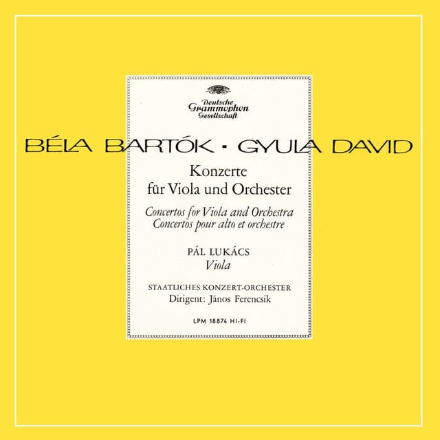 Bartók: Viola Concerto; Dávid: Viola Concerto